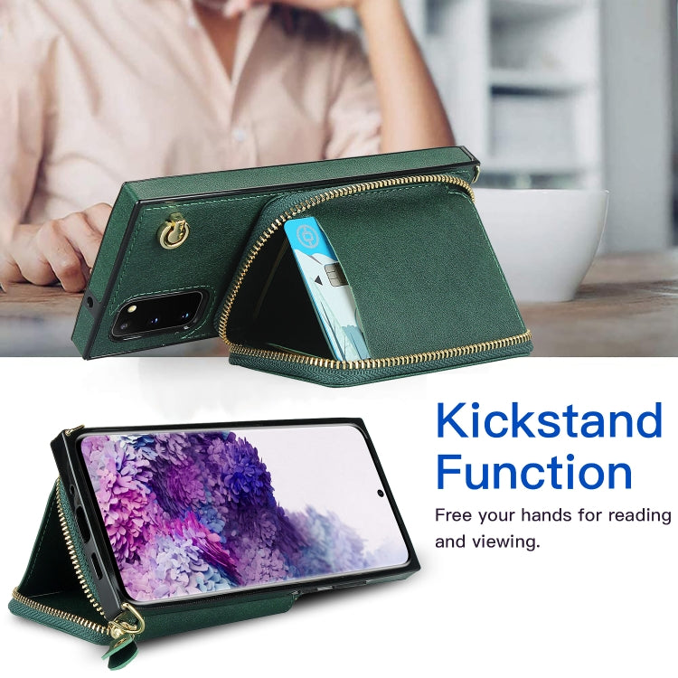 For Samsung Galaxy S20 Cross-body Zipper Big Wallet Bag Square Phone Case