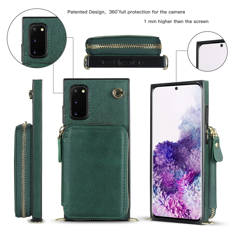For Samsung Galaxy S20 Cross-body Zipper Big Wallet Bag Square Phone Case