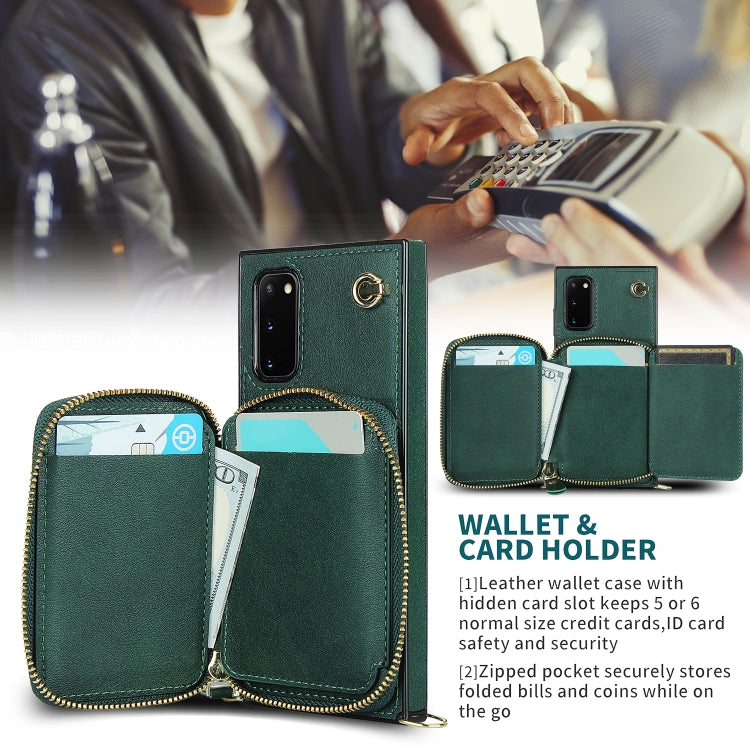 For Samsung Galaxy S20 Cross-body Zipper Big Wallet Bag Square Phone Case