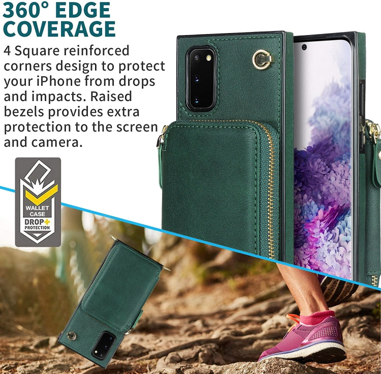 For Samsung Galaxy S20 Cross-body Zipper Big Wallet Bag Square Phone Case