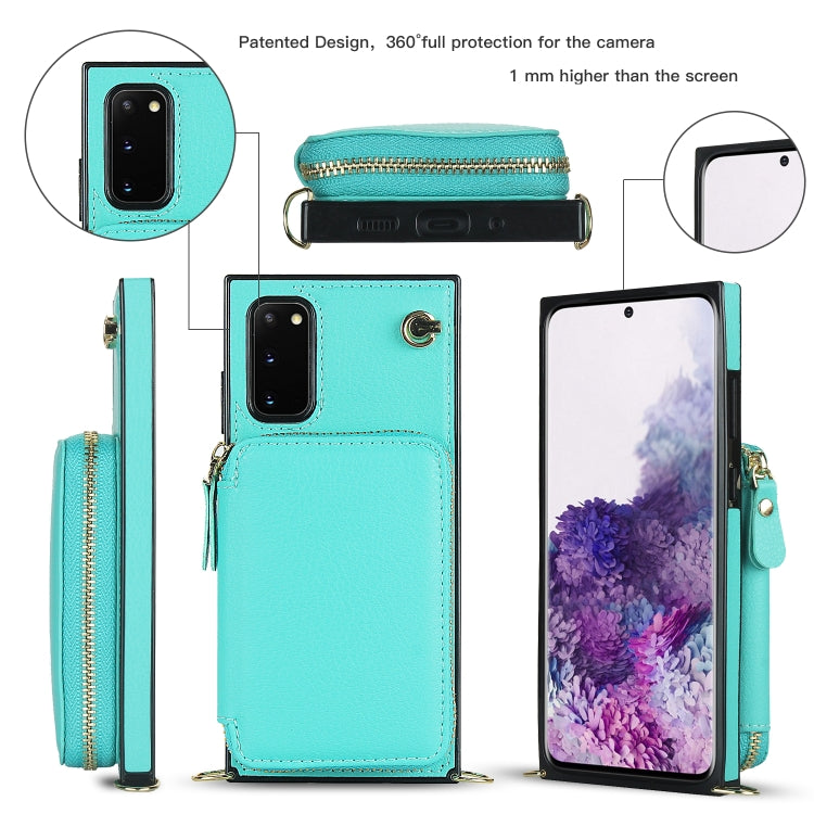 For Samsung Galaxy S20 Cross-body Zipper Big Wallet Bag Square Phone Case
