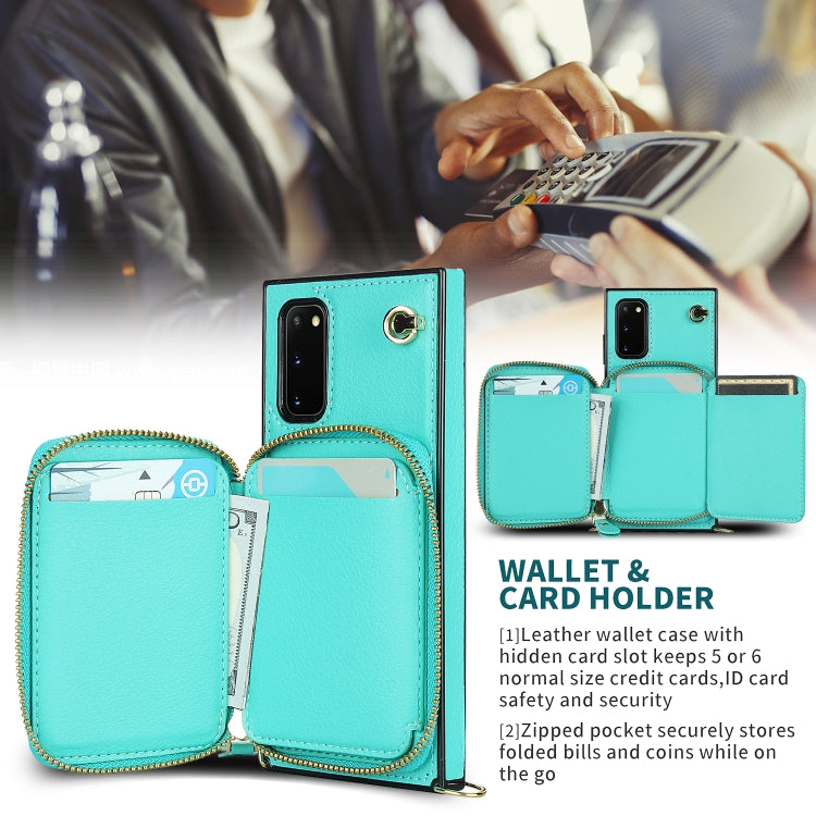 For Samsung Galaxy S20 Cross-body Zipper Big Wallet Bag Square Phone Case