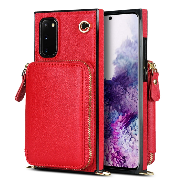 For Samsung Galaxy S20 Cross-body Zipper Big Wallet Bag Square Phone Case