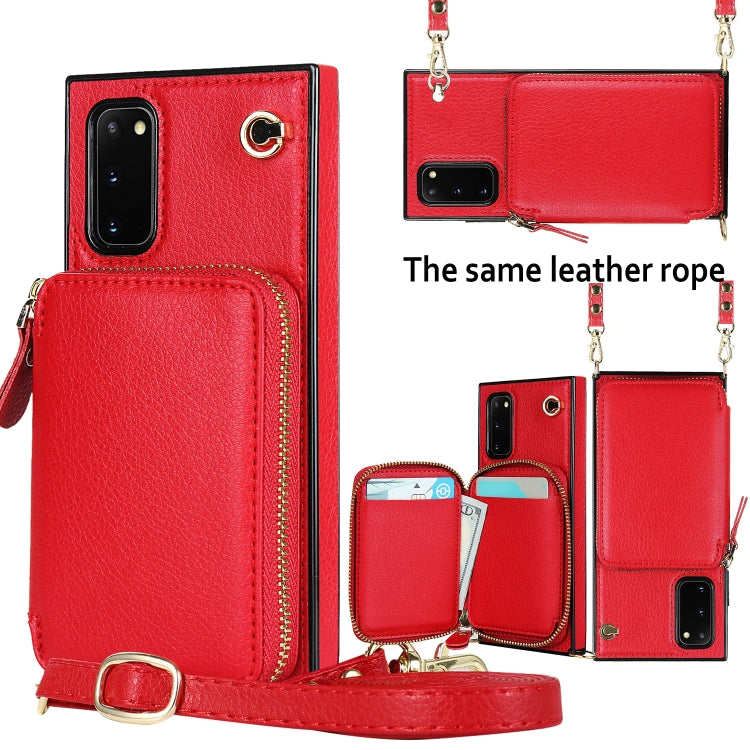 For Samsung Galaxy S20 Cross-body Zipper Big Wallet Bag Square Phone Case