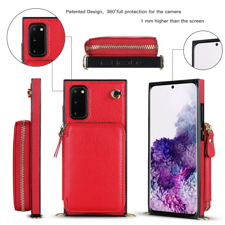 For Samsung Galaxy S20 Cross-body Zipper Big Wallet Bag Square Phone Case
