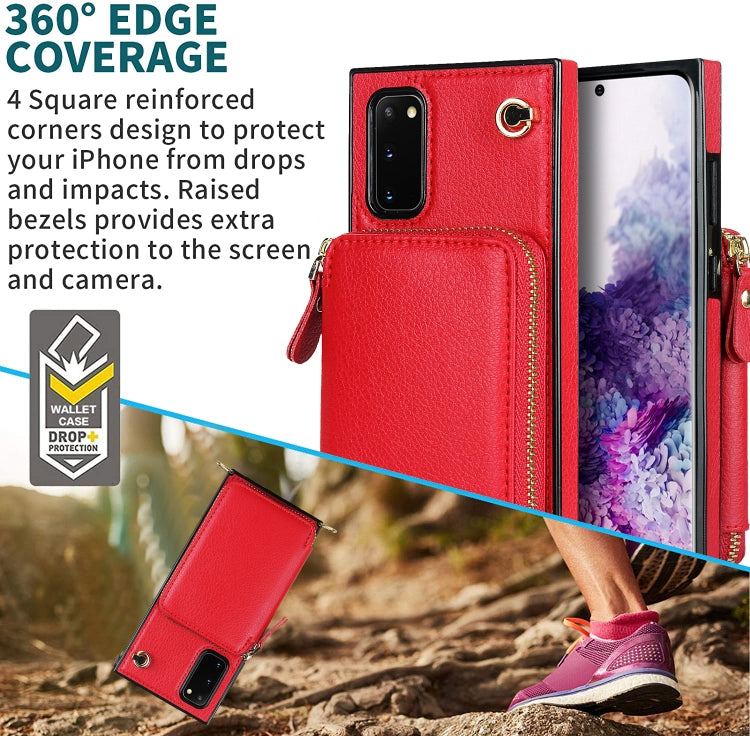 For Samsung Galaxy S20 Cross-body Zipper Big Wallet Bag Square Phone Case
