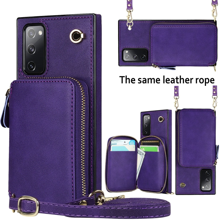For Samsung Galaxy S20 FE Cross-body Zipper Big Wallet Bag Square Phone Case
