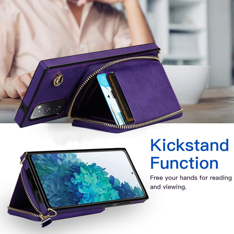 For Samsung Galaxy S20 FE Cross-body Zipper Big Wallet Bag Square Phone Case