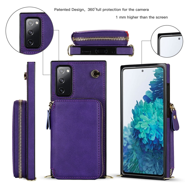 For Samsung Galaxy S20 FE Cross-body Zipper Big Wallet Bag Square Phone Case