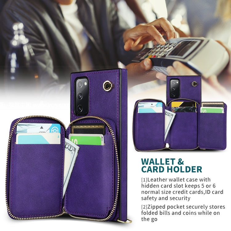 For Samsung Galaxy S20 FE Cross-body Zipper Big Wallet Bag Square Phone Case