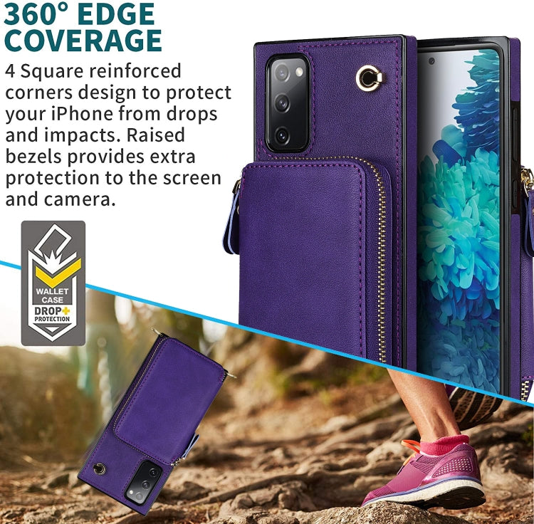For Samsung Galaxy S20 FE Cross-body Zipper Big Wallet Bag Square Phone Case