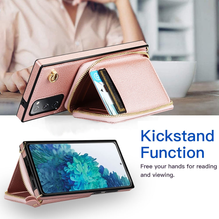 For Samsung Galaxy S20 FE Cross-body Zipper Big Wallet Bag Square Phone Case