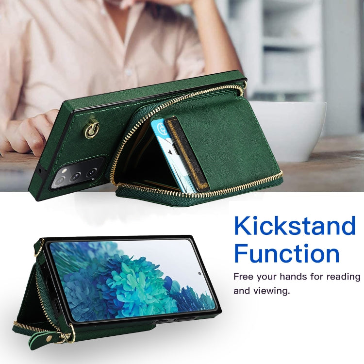 For Samsung Galaxy S20 FE Cross-body Zipper Big Wallet Bag Square Phone Case