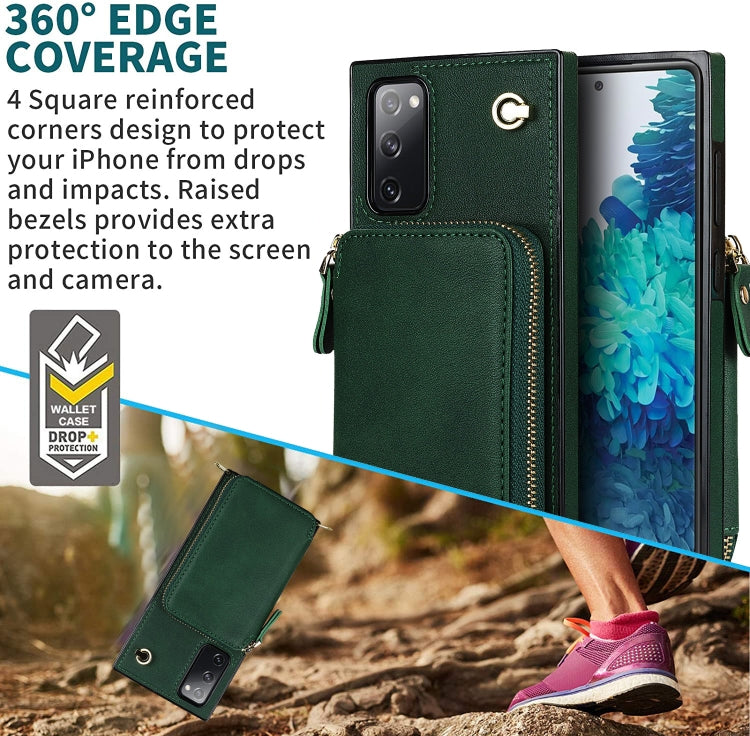 For Samsung Galaxy S20 FE Cross-body Zipper Big Wallet Bag Square Phone Case