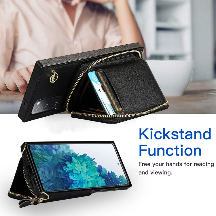 For Samsung Galaxy S20 FE Cross-body Zipper Big Wallet Bag Square Phone Case