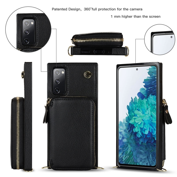 For Samsung Galaxy S20 FE Cross-body Zipper Big Wallet Bag Square Phone Case