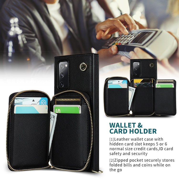 For Samsung Galaxy S20 FE Cross-body Zipper Big Wallet Bag Square Phone Case