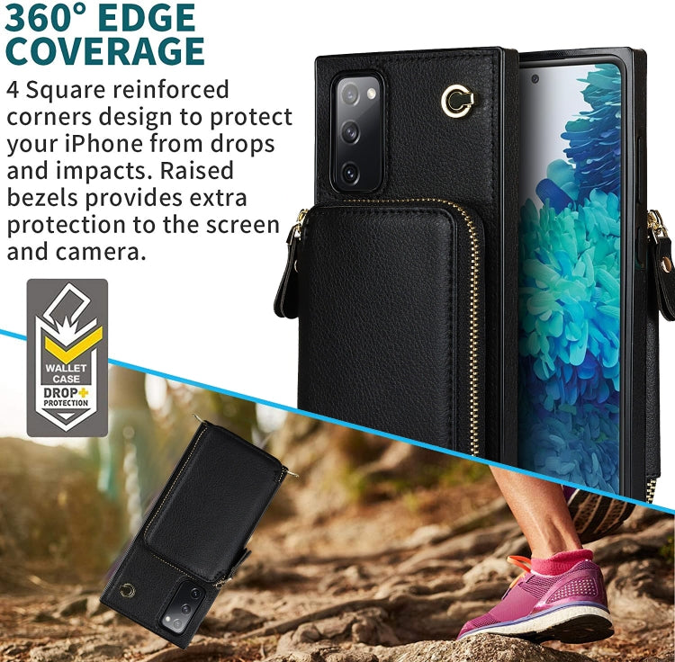 For Samsung Galaxy S20 FE Cross-body Zipper Big Wallet Bag Square Phone Case
