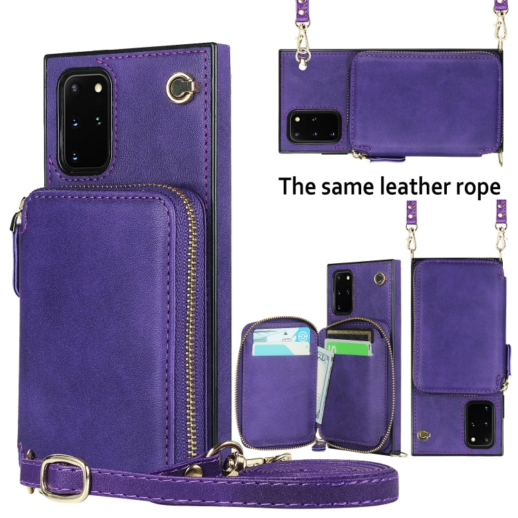 For Samsung Galaxy S20+ Cross-body Zipper Big Wallet Bag Square Phone Case