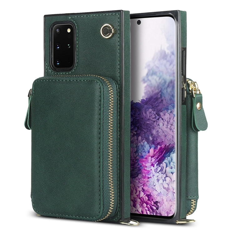 For Samsung Galaxy S20+ Cross-body Zipper Big Wallet Bag Square Phone Case