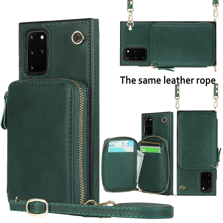 For Samsung Galaxy S20+ Cross-body Zipper Big Wallet Bag Square Phone Case