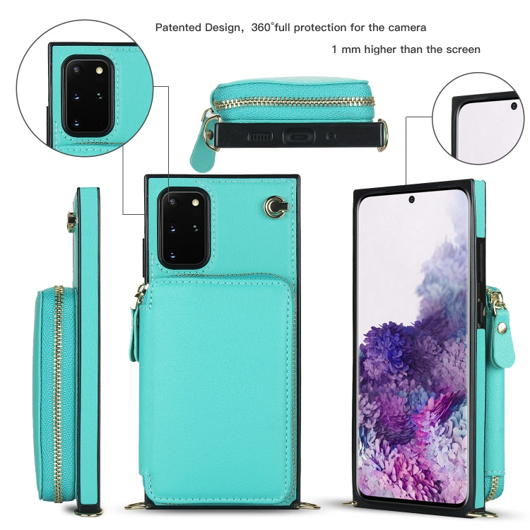 For Samsung Galaxy S20+ Cross-body Zipper Big Wallet Bag Square Phone Case