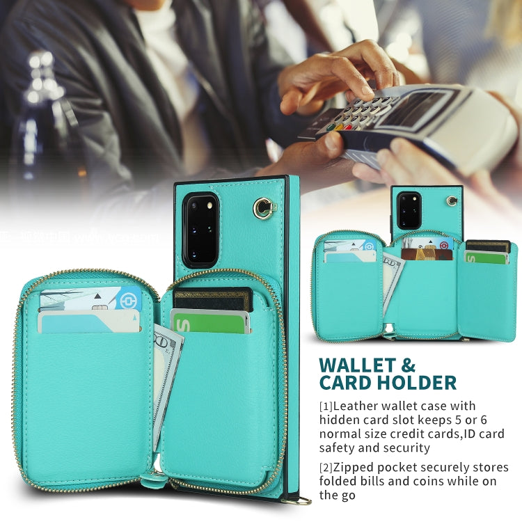 For Samsung Galaxy S20+ Cross-body Zipper Big Wallet Bag Square Phone Case