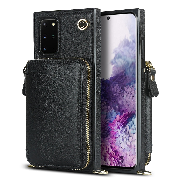 For Samsung Galaxy S20+ Cross-body Zipper Big Wallet Bag Square Phone Case