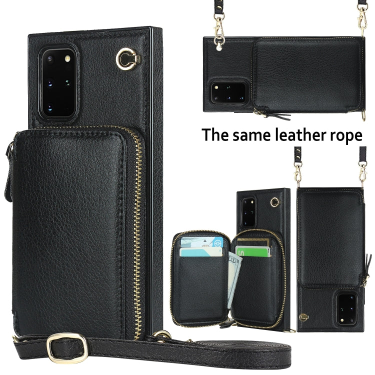 For Samsung Galaxy S20+ Cross-body Zipper Big Wallet Bag Square Phone Case
