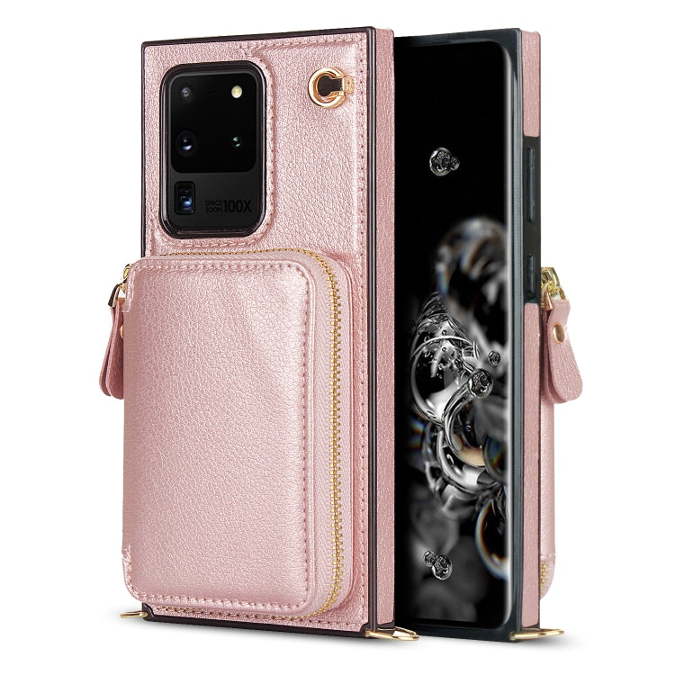 For Samsung Galaxy S20 Ultra Cross-body Zipper Big Wallet Bag Square Phone Case