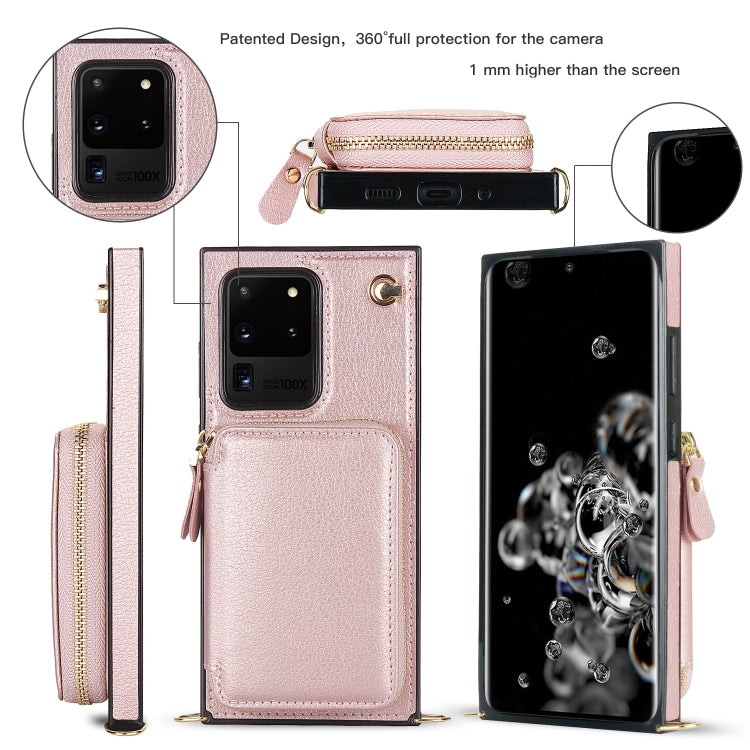 For Samsung Galaxy S20 Ultra Cross-body Zipper Big Wallet Bag Square Phone Case