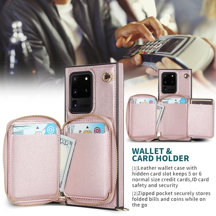 For Samsung Galaxy S20 Ultra Cross-body Zipper Big Wallet Bag Square Phone Case