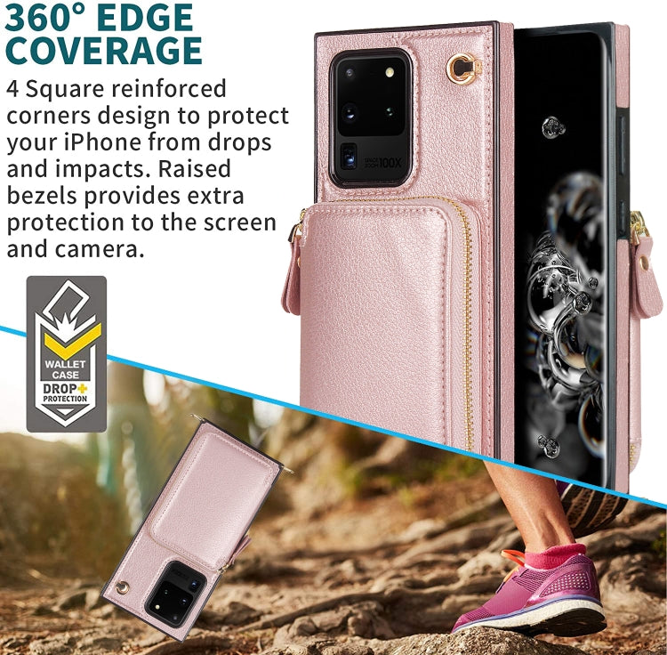 For Samsung Galaxy S20 Ultra Cross-body Zipper Big Wallet Bag Square Phone Case