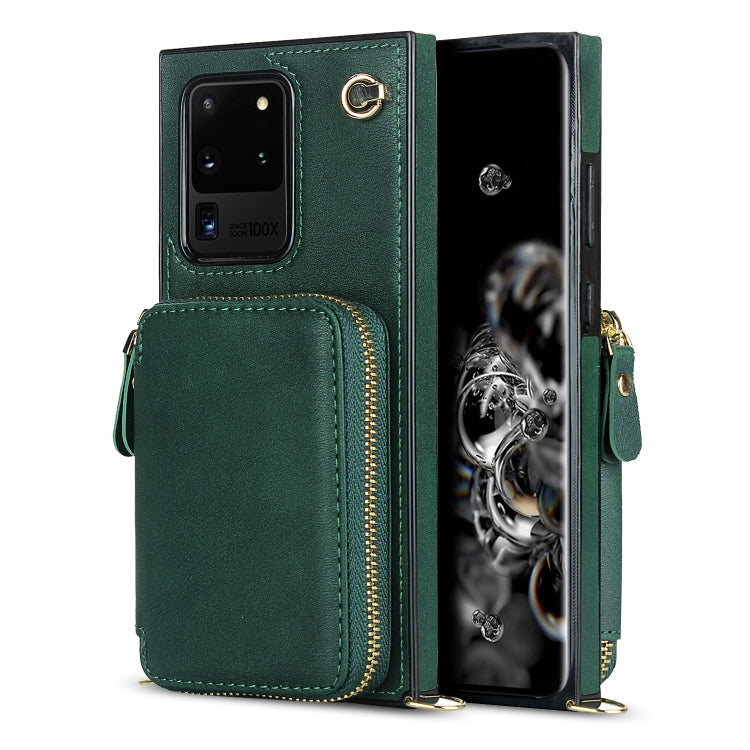 For Samsung Galaxy S20 Ultra Cross-body Zipper Big Wallet Bag Square Phone Case