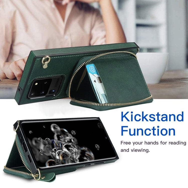 For Samsung Galaxy S20 Ultra Cross-body Zipper Big Wallet Bag Square Phone Case