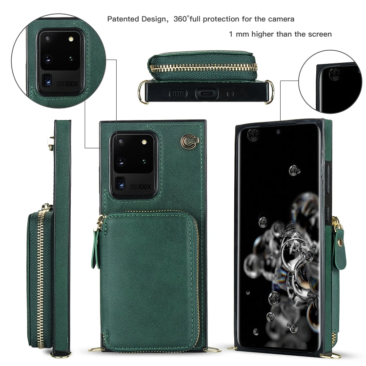 For Samsung Galaxy S20 Ultra Cross-body Zipper Big Wallet Bag Square Phone Case