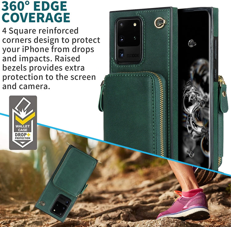 For Samsung Galaxy S20 Ultra Cross-body Zipper Big Wallet Bag Square Phone Case