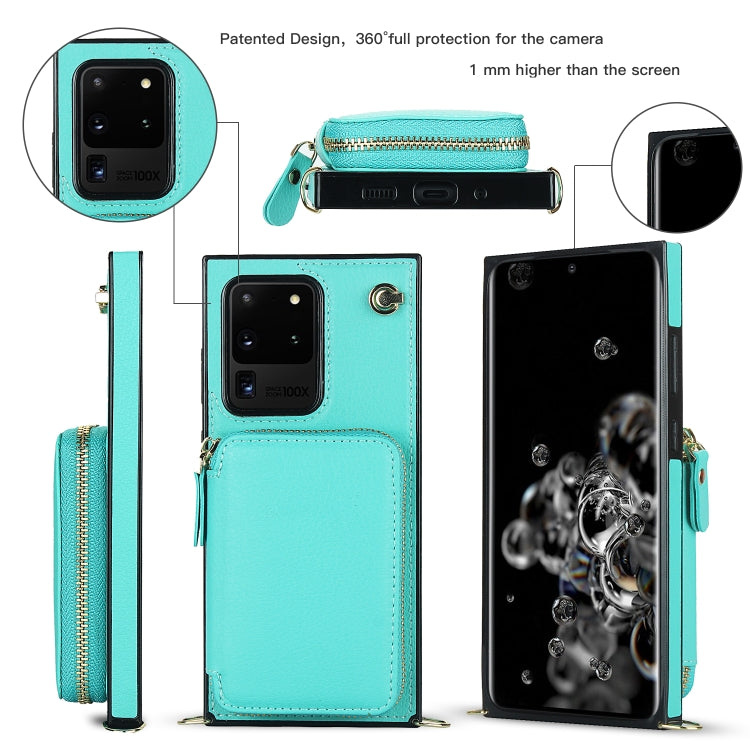 For Samsung Galaxy S20 Ultra Cross-body Zipper Big Wallet Bag Square Phone Case