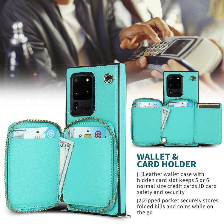 For Samsung Galaxy S20 Ultra Cross-body Zipper Big Wallet Bag Square Phone Case