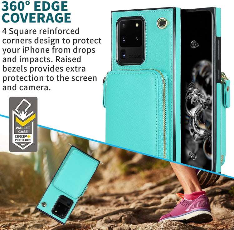 For Samsung Galaxy S20 Ultra Cross-body Zipper Big Wallet Bag Square Phone Case