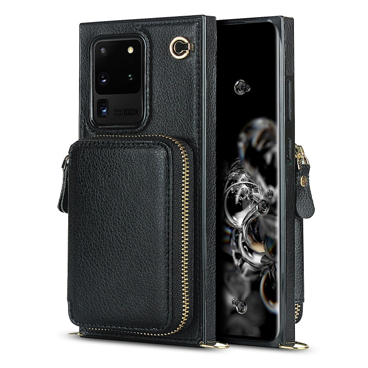 For Samsung Galaxy S20 Ultra Cross-body Zipper Big Wallet Bag Square Phone Case