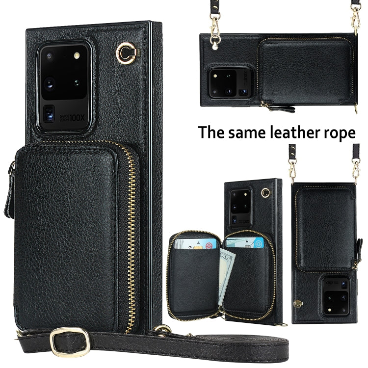 For Samsung Galaxy S20 Ultra Cross-body Zipper Big Wallet Bag Square Phone Case