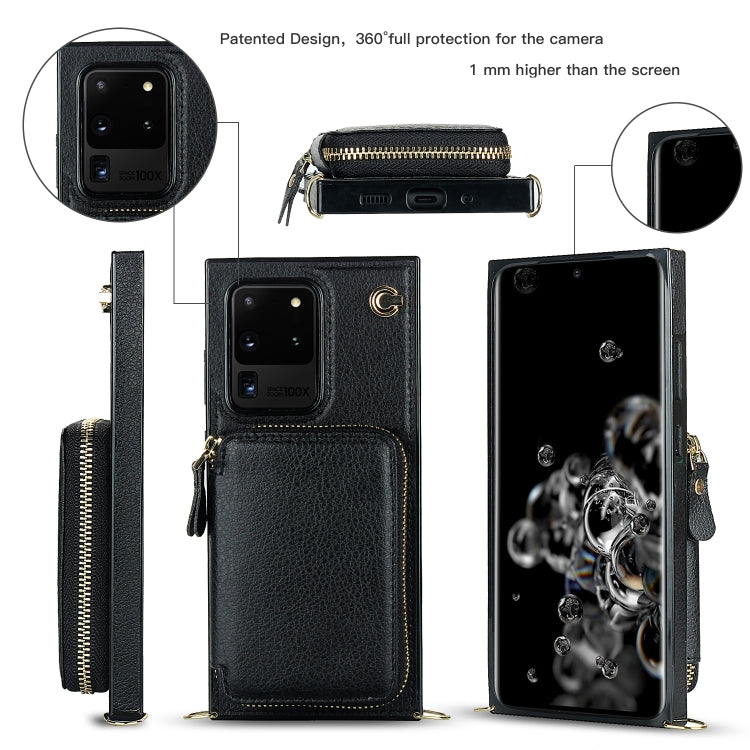 For Samsung Galaxy S20 Ultra Cross-body Zipper Big Wallet Bag Square Phone Case