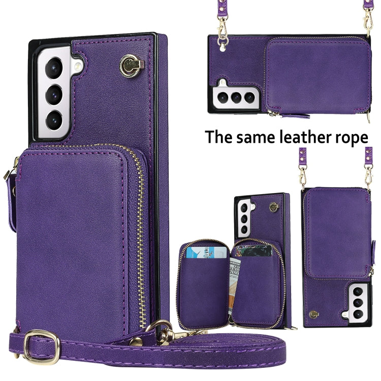 For Samsung Galaxy S21 Cross-body Zipper Big Wallet Bag Square Phone Case