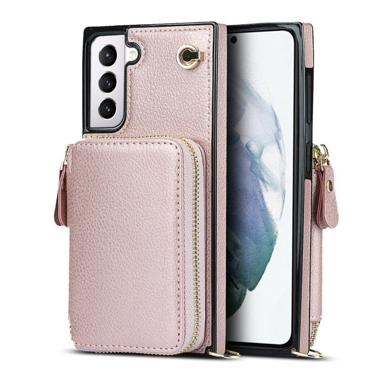 For Samsung Galaxy S21 Cross-body Zipper Big Wallet Bag Square Phone Case