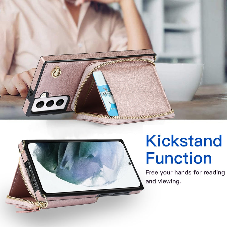 For Samsung Galaxy S21 Cross-body Zipper Big Wallet Bag Square Phone Case