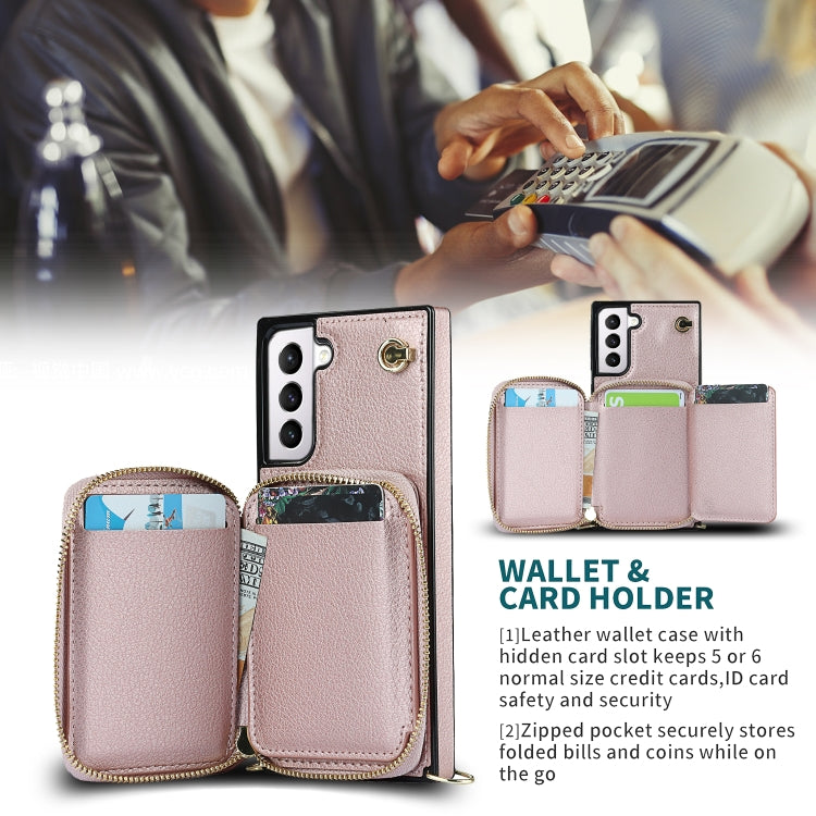 For Samsung Galaxy S21 Cross-body Zipper Big Wallet Bag Square Phone Case