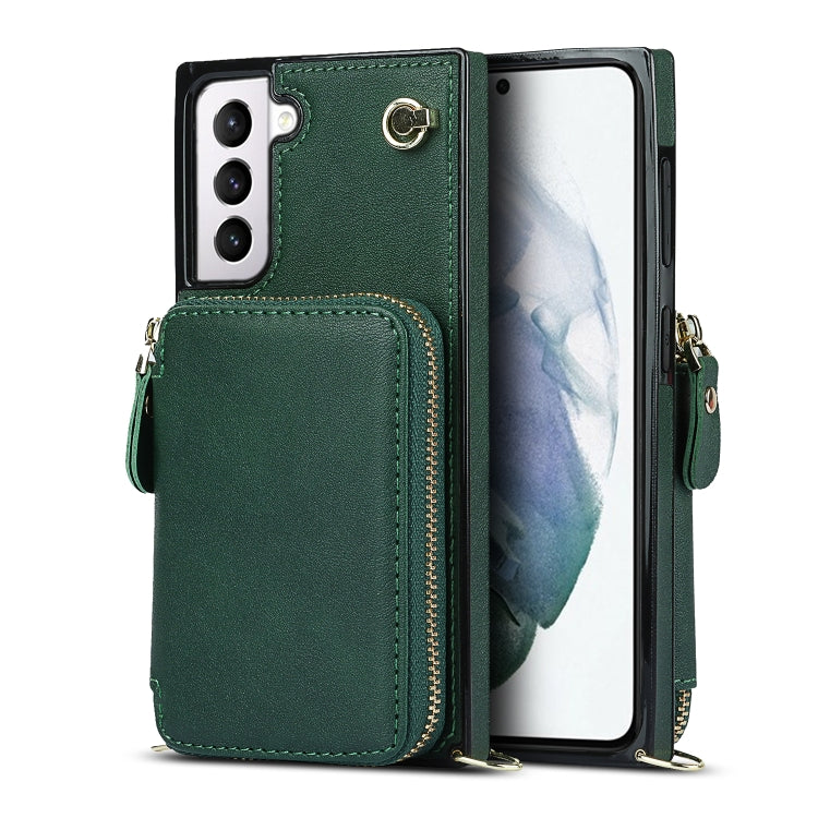 For Samsung Galaxy S21 Cross-body Zipper Big Wallet Bag Square Phone Case