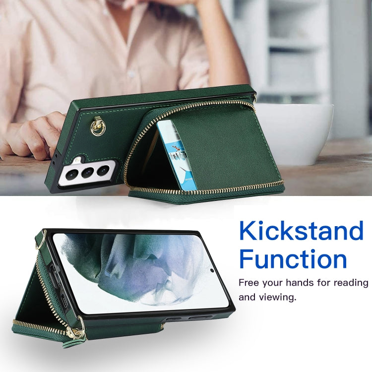 For Samsung Galaxy S21 Cross-body Zipper Big Wallet Bag Square Phone Case