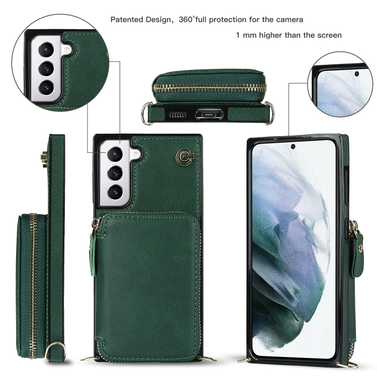 For Samsung Galaxy S21 Cross-body Zipper Big Wallet Bag Square Phone Case